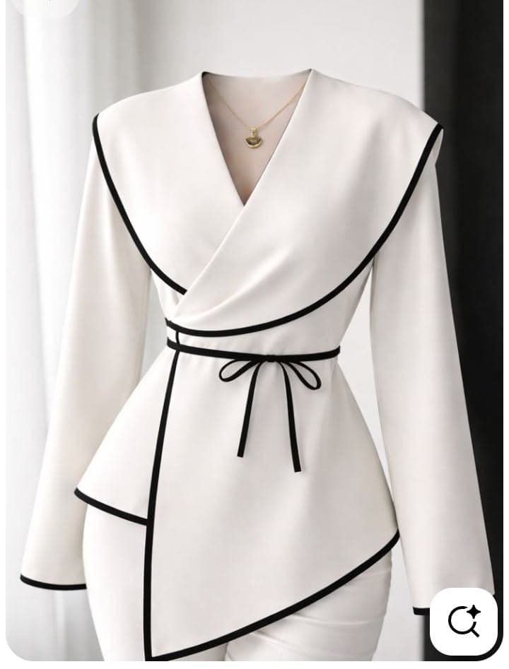 Contrast-Trim Blazer Dress