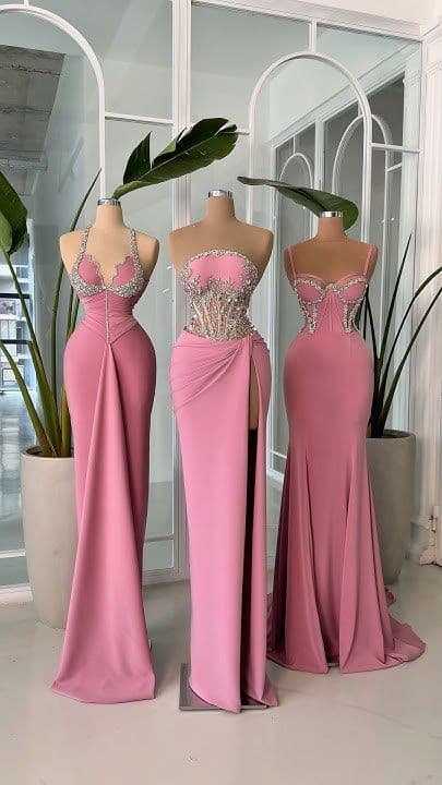 Draped Rose Evening Gown