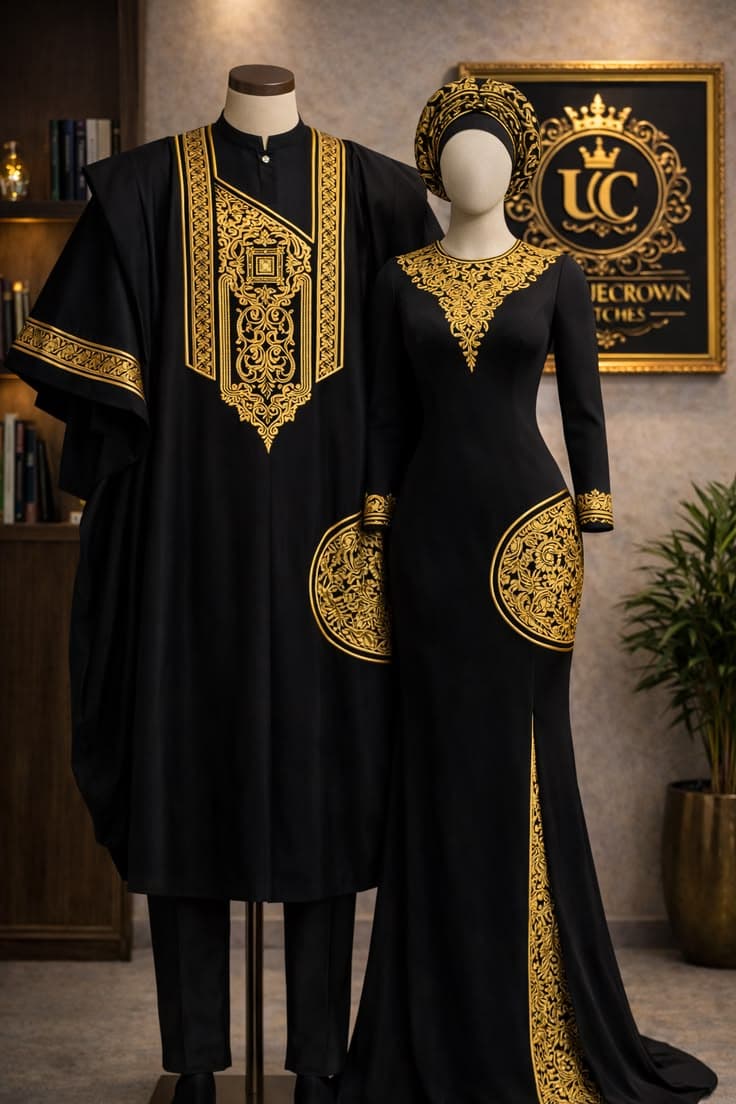 Midnight Gold Embroidered Kaftan