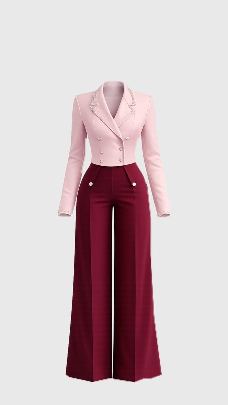 Rose and scarlet evening set flat-lay